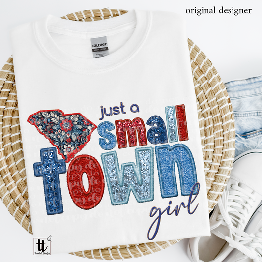 South Carolina Small Town **EXCLUSIVE** Faux Embroidery, Chenille, & Sparkles DTF & Sublimation Transfer