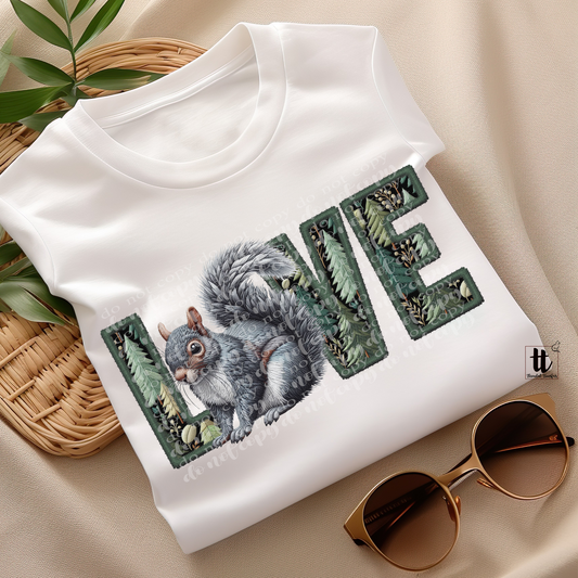 Squirrel Love **EXCLUSIVE** Faux Embroidery DTF & Sublimation Transfer