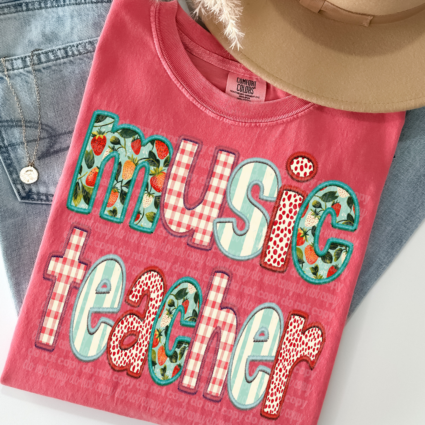 Strawberry Music Teacher DTF Transfer