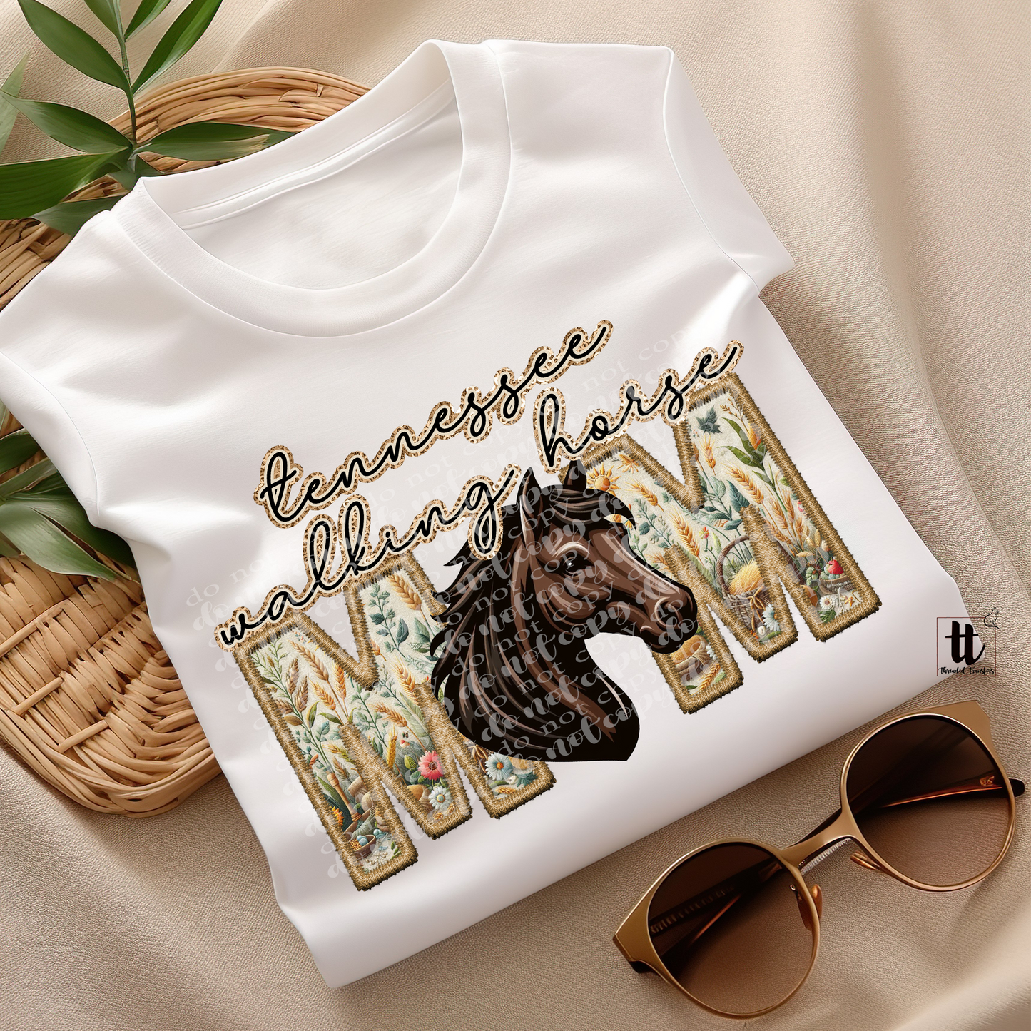 Tennessee Walking Horse Mom Faux Embroidery & Faux Sparkle DTF Transfer