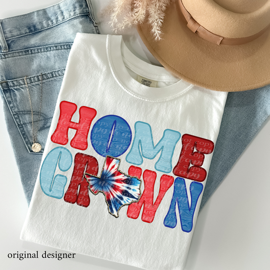 Texas Home Grown **EXCLUSIVE** Faux Embroidery, Wood, & Sparkle DTF & Sublimation Transfer