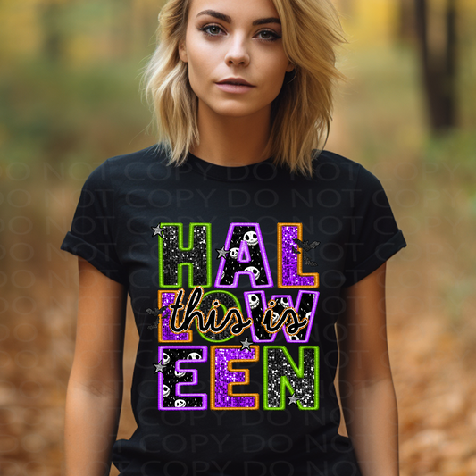 This is Halloween Faux Embroidery and Sparkles DTF & Sublimation Transfer