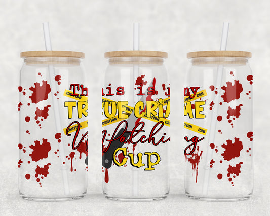 True Crime Watching Cup UV DTF Transfers