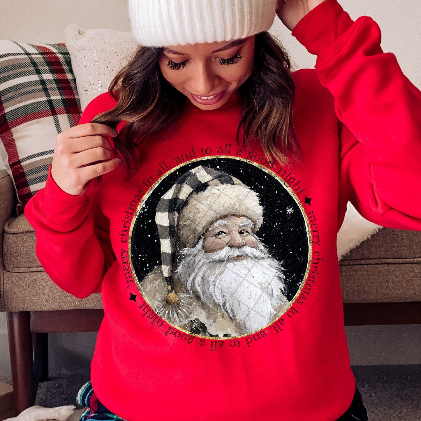 Vintage Farmhouse Santa Merry Christmas to All DTF Transfer