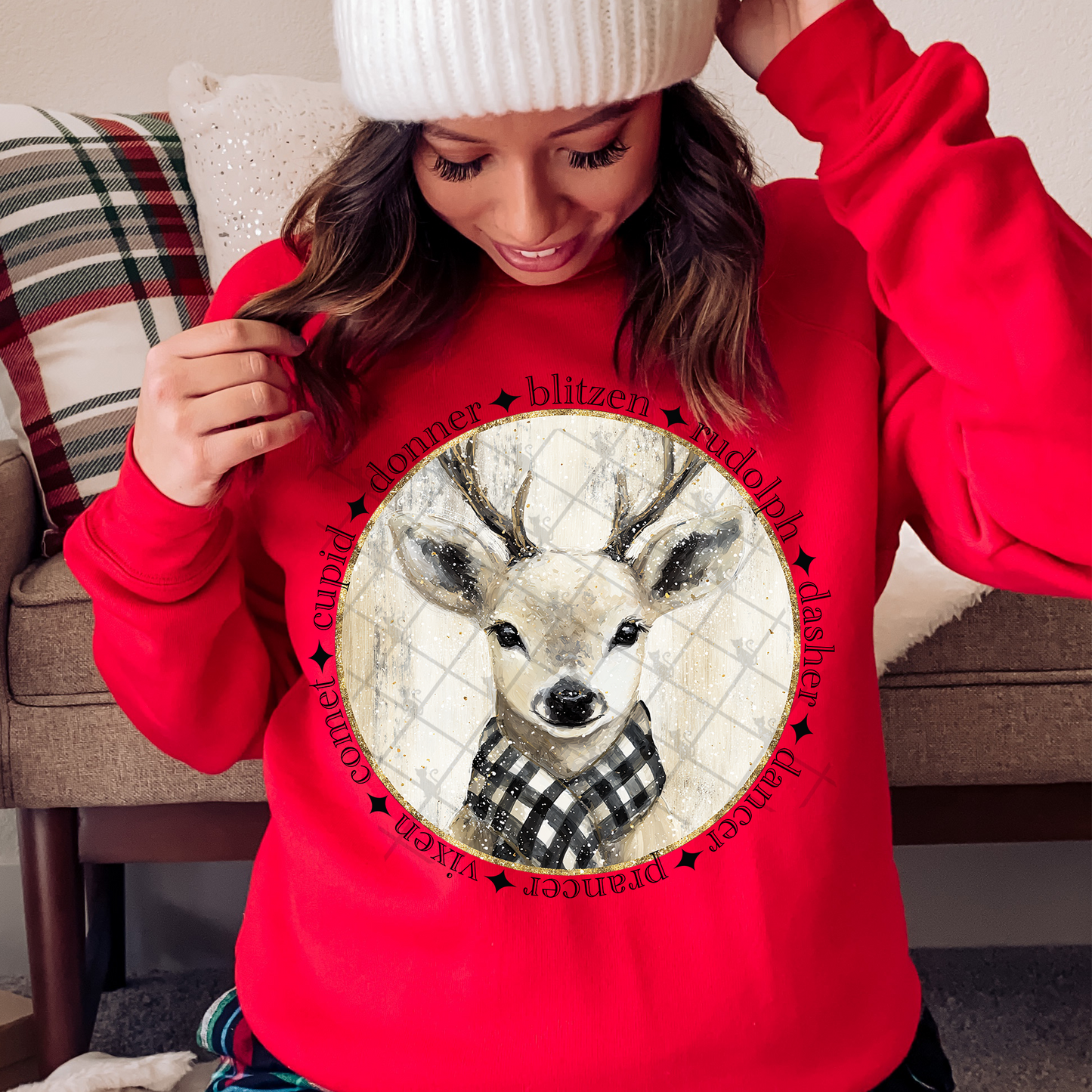 Vintage Farmhouse Santa's Reindeer DTF Transfer