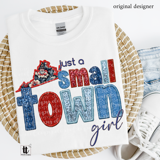 Virginia Small Town **EXCLUSIVE** Faux Embroidery, Chenille, & Sparkles DTF & Sublimation Transfer