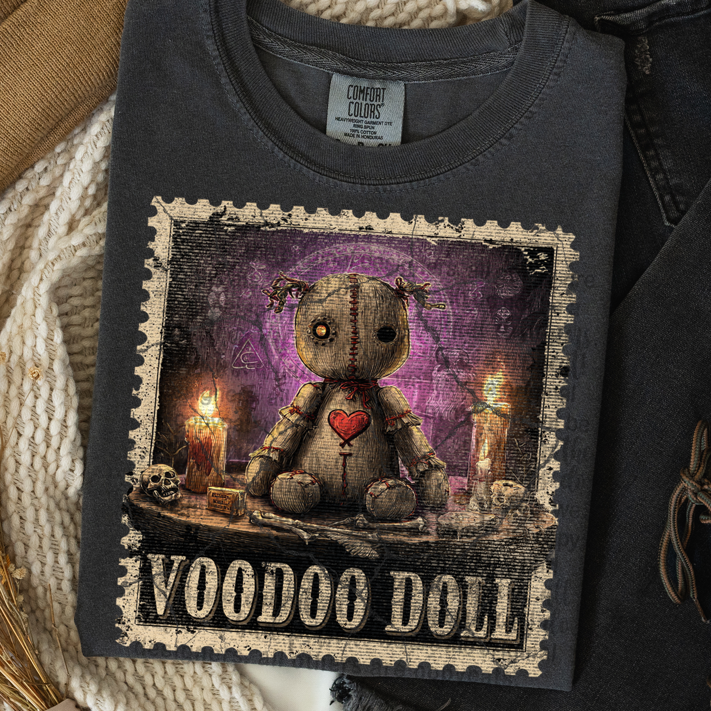 Vintage Horror Voodoo Doll Stamp DTF