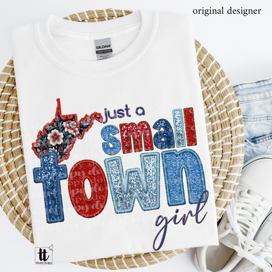 West Virginia Small Town **EXCLUSIVE** Faux Embroidery, Chenille, & Sparkles DTF & Sublimation Transfer