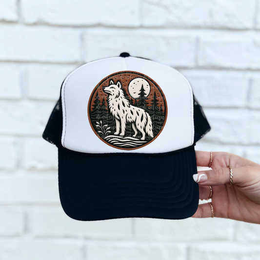 White Wolf Faux Leather Hat *EXCLUSIVE* DTF & Sublimation Transfer