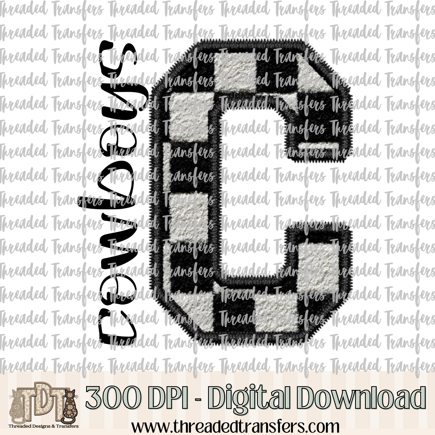 Fuzzy Checker Cowboys Faux Embroidery Digital Design Download (PNG Format - no product shipped)