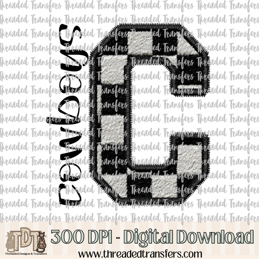 Fuzzy Checker Cowboys Faux Embroidery Digital Design Download (PNG Format - no product shipped)
