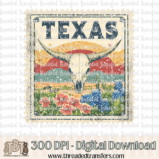 Vintage Texas Stamp Digital Design Download (PNG Format - no product shipped)