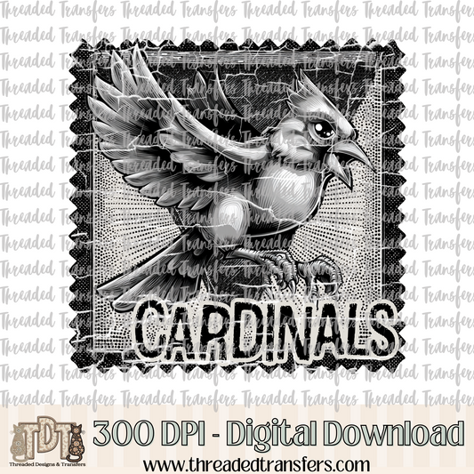 Cardinals Mascot Stamp Digital Design Download (PNG Format - no product shipped)