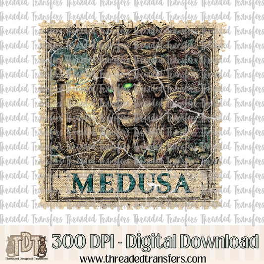 Vintage Horror Medusa Stamp Digital Design Download (PNG Format - no product shipped)