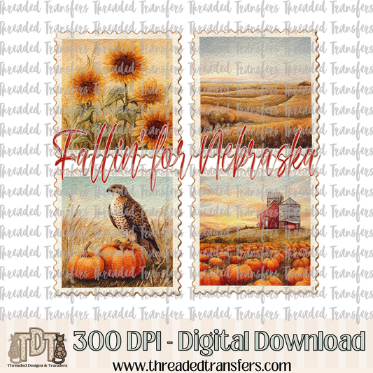 Fallin' for Nebraska Stamp Digital Design Download (PNG Format - no product shipped)
