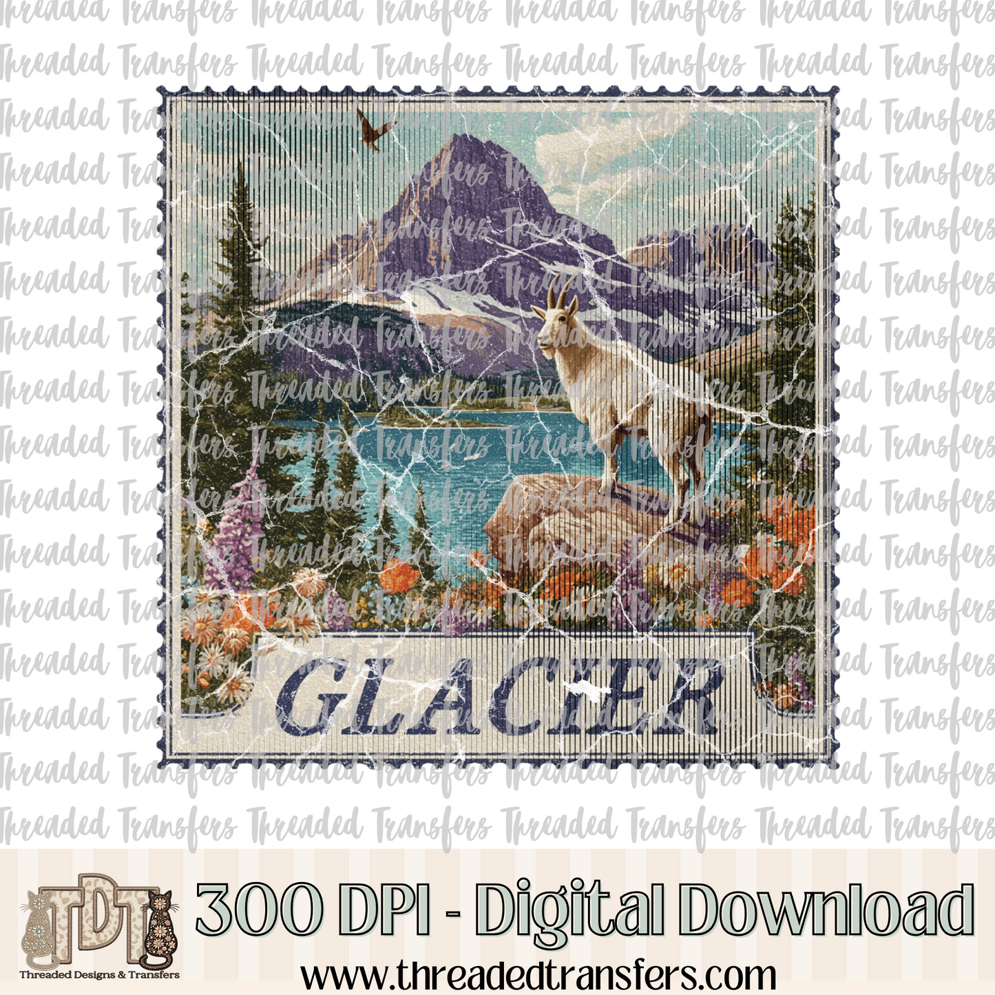 Vintage Glacier Stamp Digital Design Download (PNG Format - no product shipped)