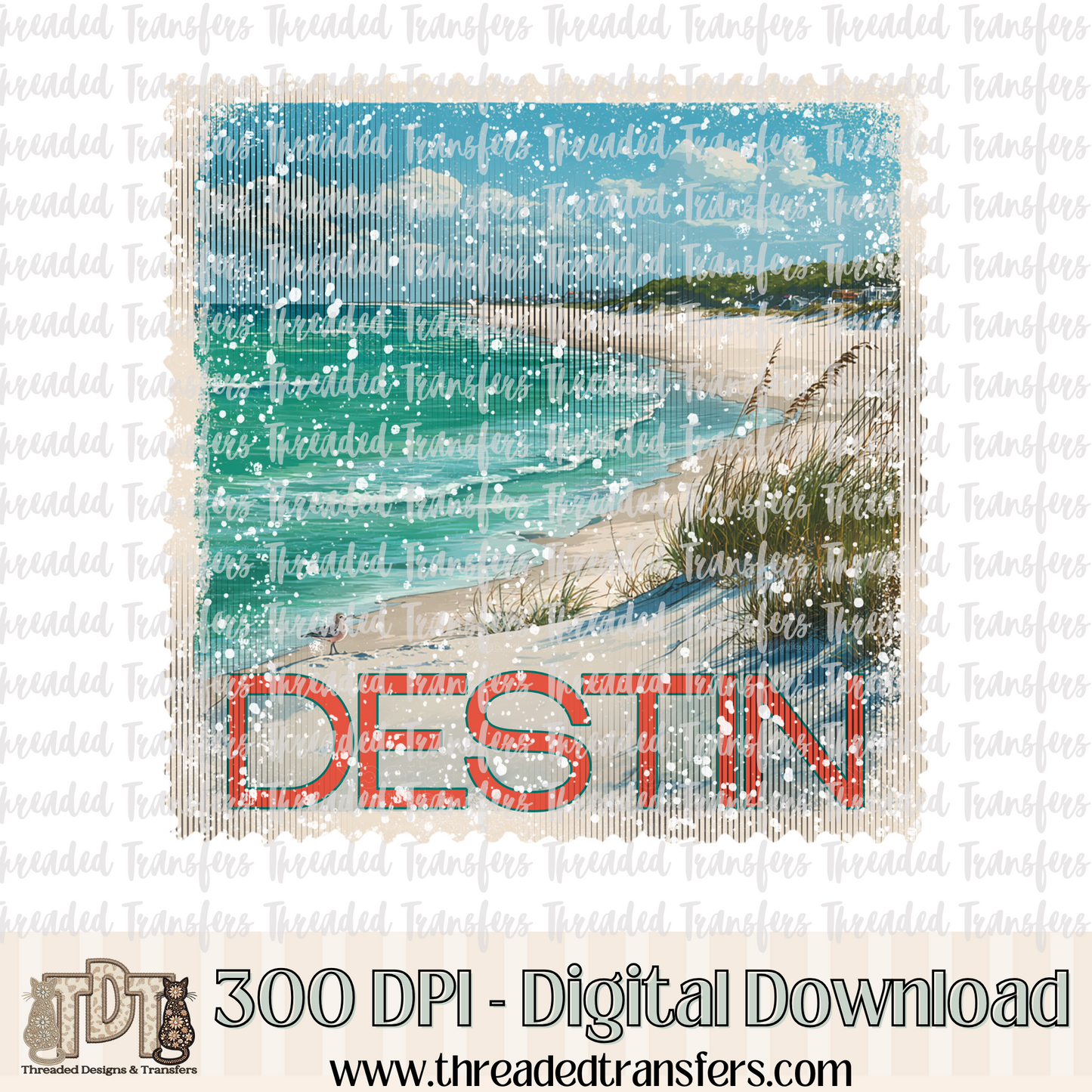 Vintage Destin Stamp Digital Design Download (PNG Format - no product shipped)