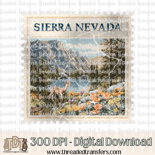 Vintage Sierra Nevada Stamp Digital Design Download (PNG Format - no product shipped)