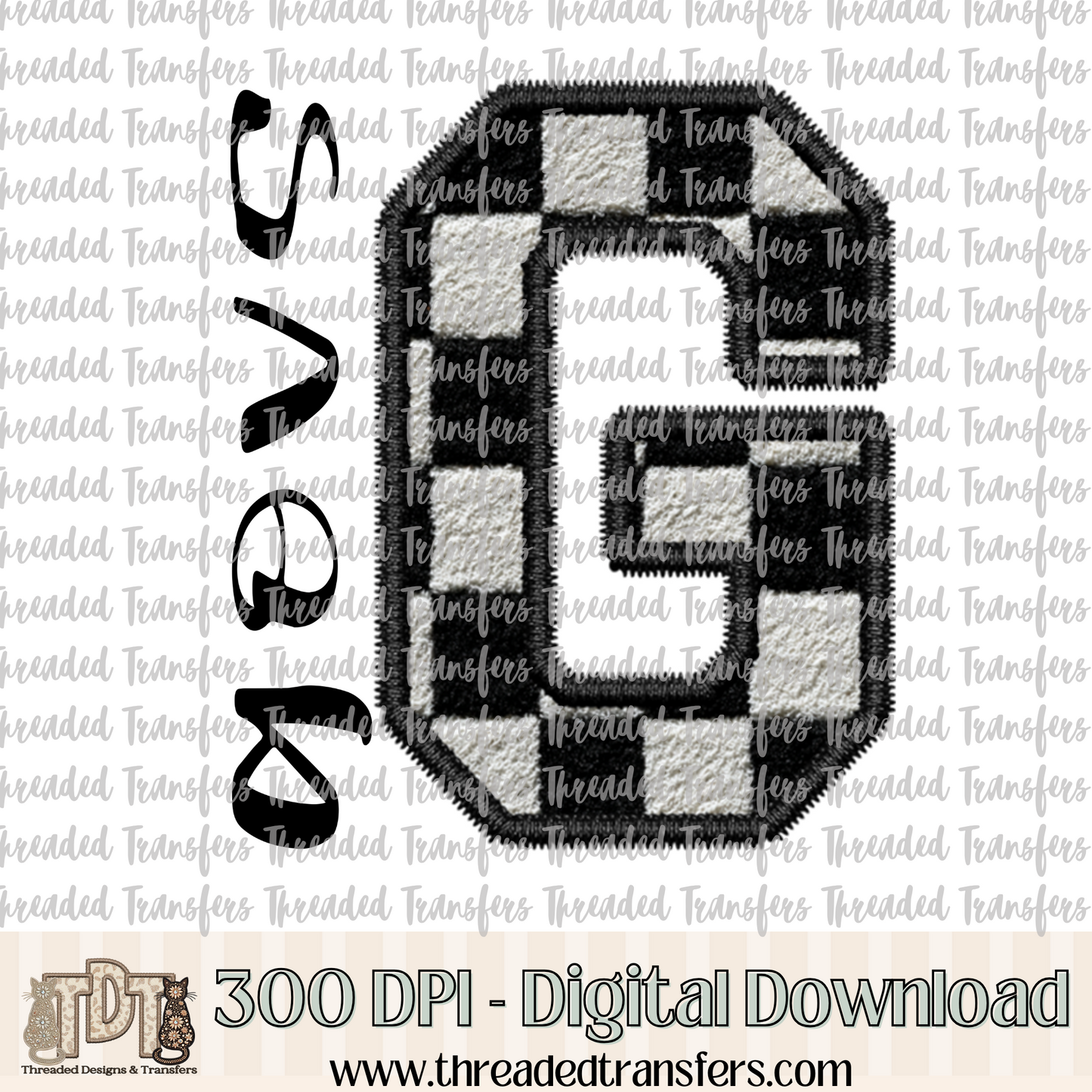 Fuzzy Checker Govs Faux Embroidery Digital Design Download (PNG Format - no product shipped)