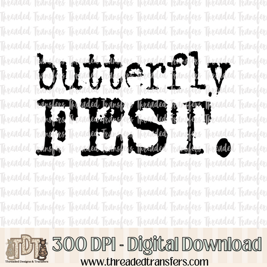 Butterfly Fest Typography Digital Design Download (PNG Format - no product shipped)