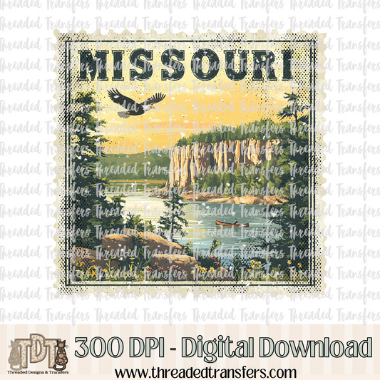 Vintage Missouri Stamp Digital Design Download (PNG Format - no product shipped)