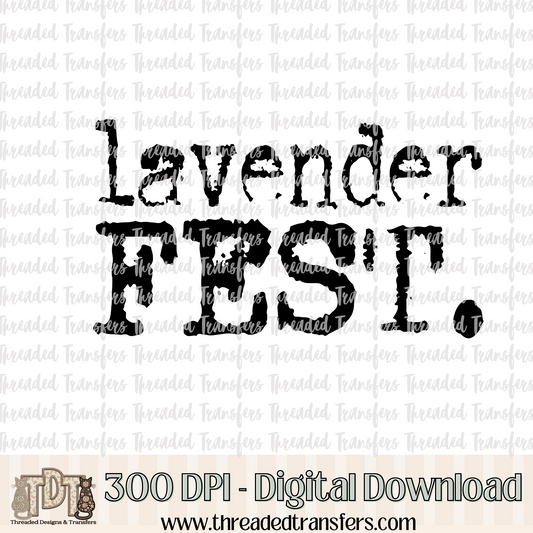 Lavender Fest Typography Digital Design Download (PNG Format - no product shipped)