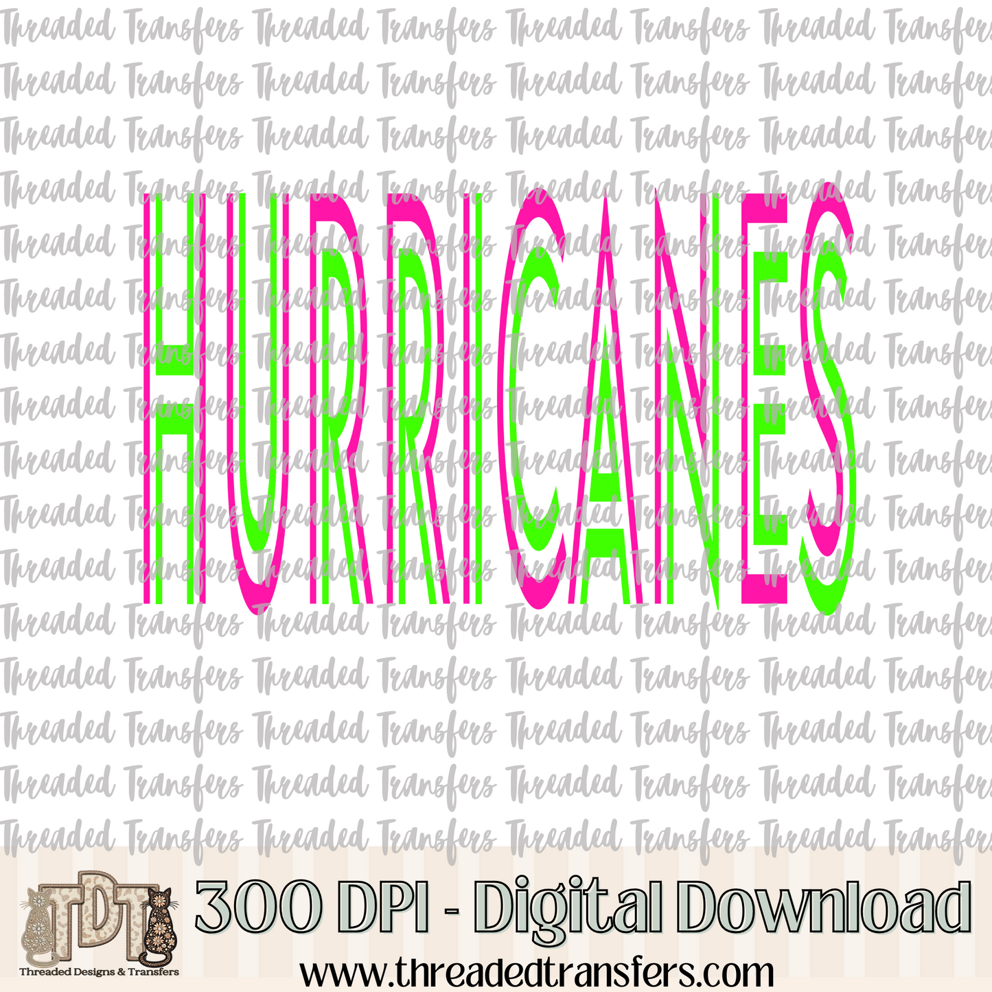 Vibrant Hurricanes Mascot Typography Digital Design Download (PNG Format - no product shipped)