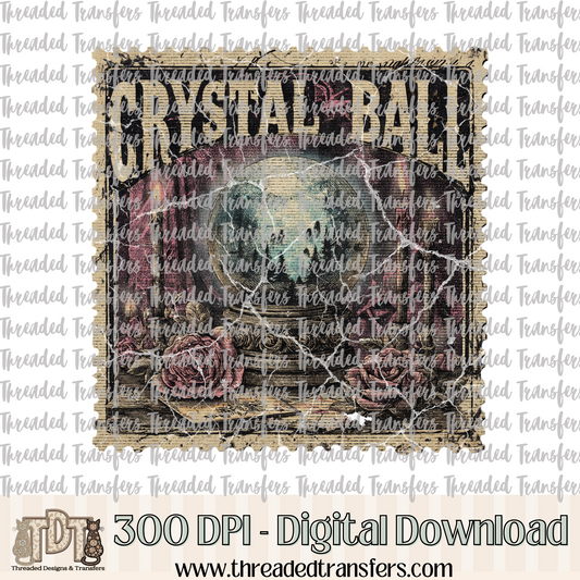 Vintage Horror Crystal Ball Stamp Digital Design Download (PNG Format - no product shipped)