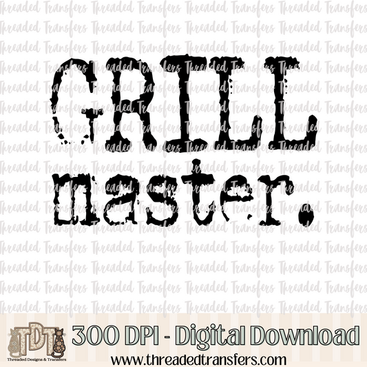 Grill Master Typography Digital Design Download (PNG Format - no product shipped)