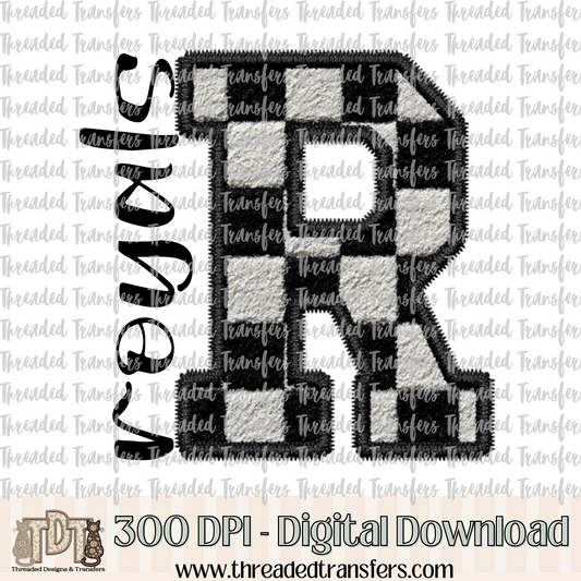 Fuzzy Checker Royals Faux Embroidery Digital Design Download (PNG Format - no product shipped)