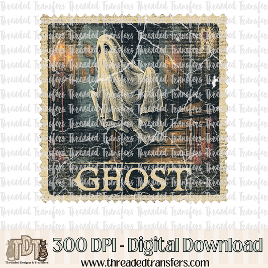 Vintage Horror Ghost Stamp Digital Design Download (PNG Format - no product shipped)