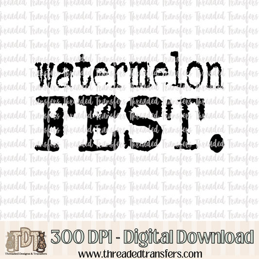 Watermelon Fest Typography Digital Design Download (PNG Format - no product shipped)