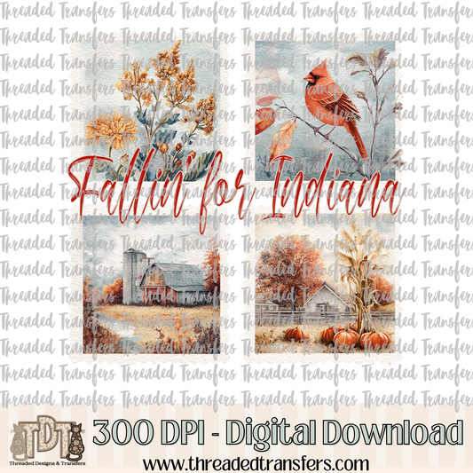 Fallin' for Indiana Stamp Digital Design Download (PNG Format - no product shipped)