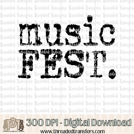 Music Fest Typography Digital Design Download (PNG Format - no product shipped)