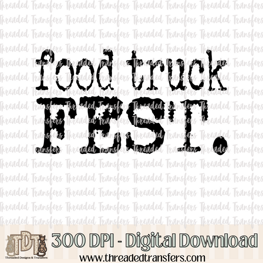 Food Truck Fest Typography Digital Design Download (PNG Format - no product shipped)
