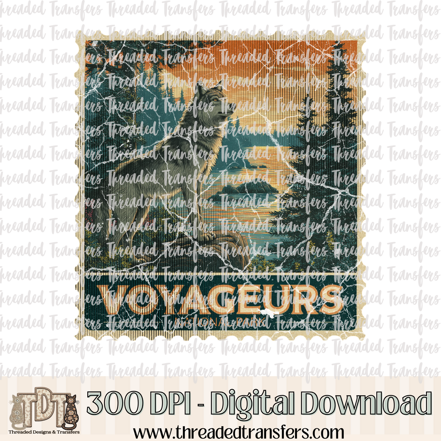 Vintage Voyageurs Stamp Digital Design Download (PNG Format - no product shipped)