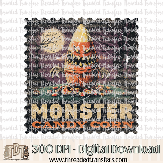 Vintage Horror Monster Candy Corn Stamp Digital Design Download (PNG Format - no product shipped)