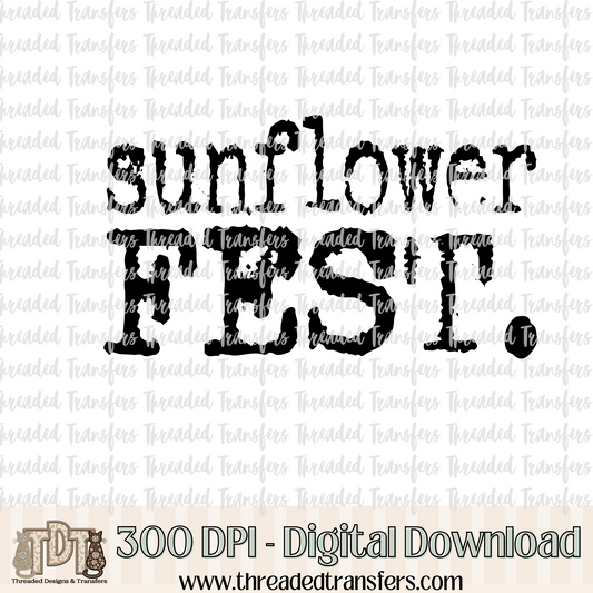 Sunflower Fest Typography Digital Design Download (PNG Format - no product shipped)