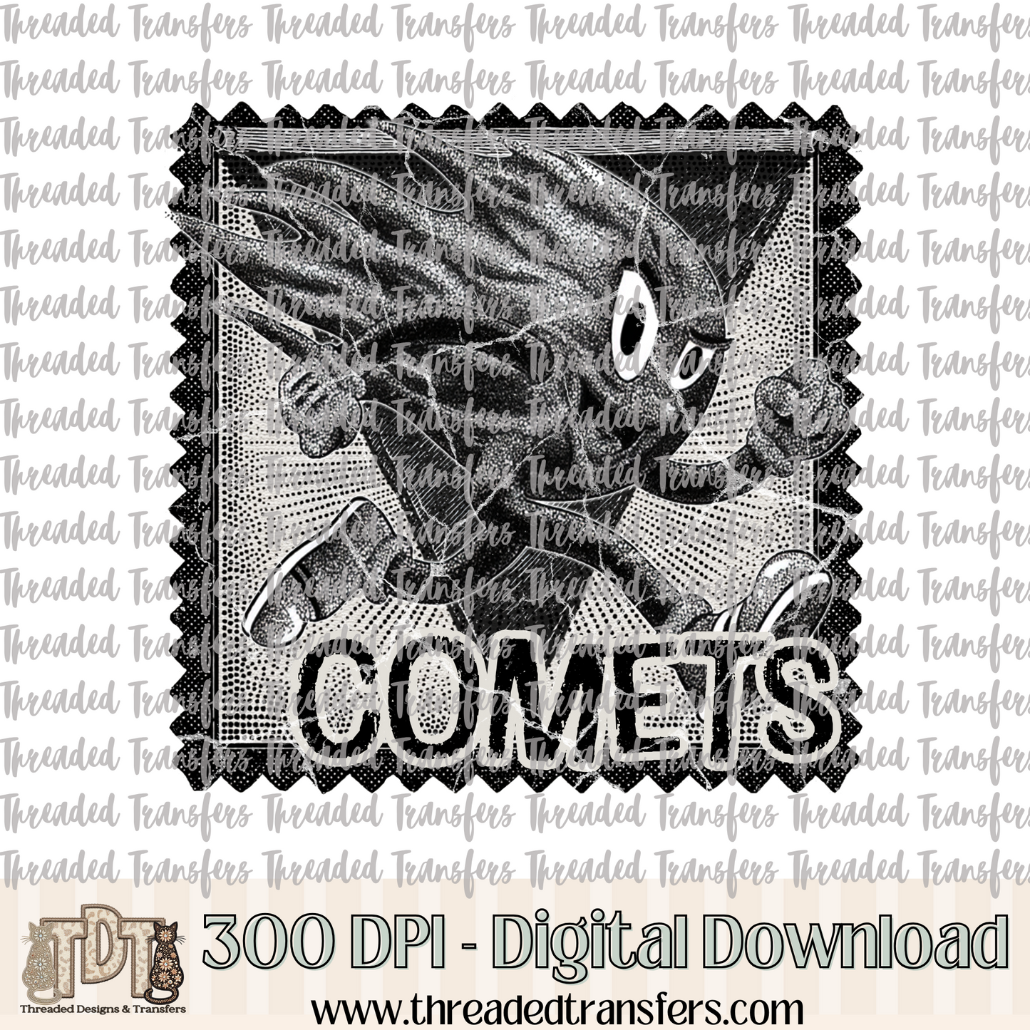 Comets Mascot Stamp Digital Design Download (PNG Format - no product shipped)