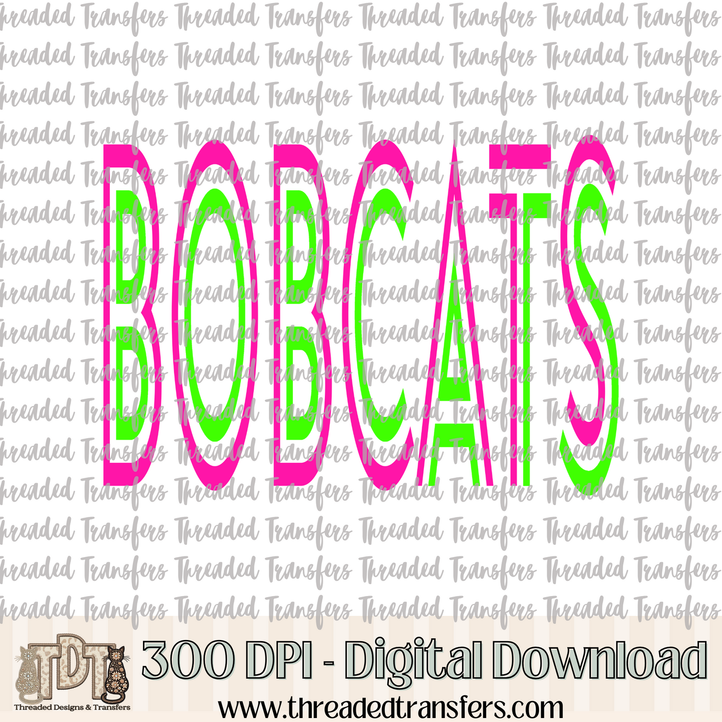 Vibrant Bobcats Mascot Typography Digital Design Download (PNG Format - no product shipped)