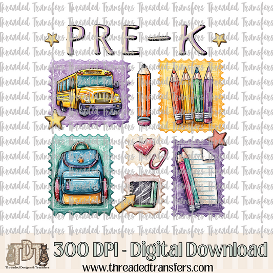 Pre-K Doodle Stamps Digital Design Download (PNG Format - no product shipped)