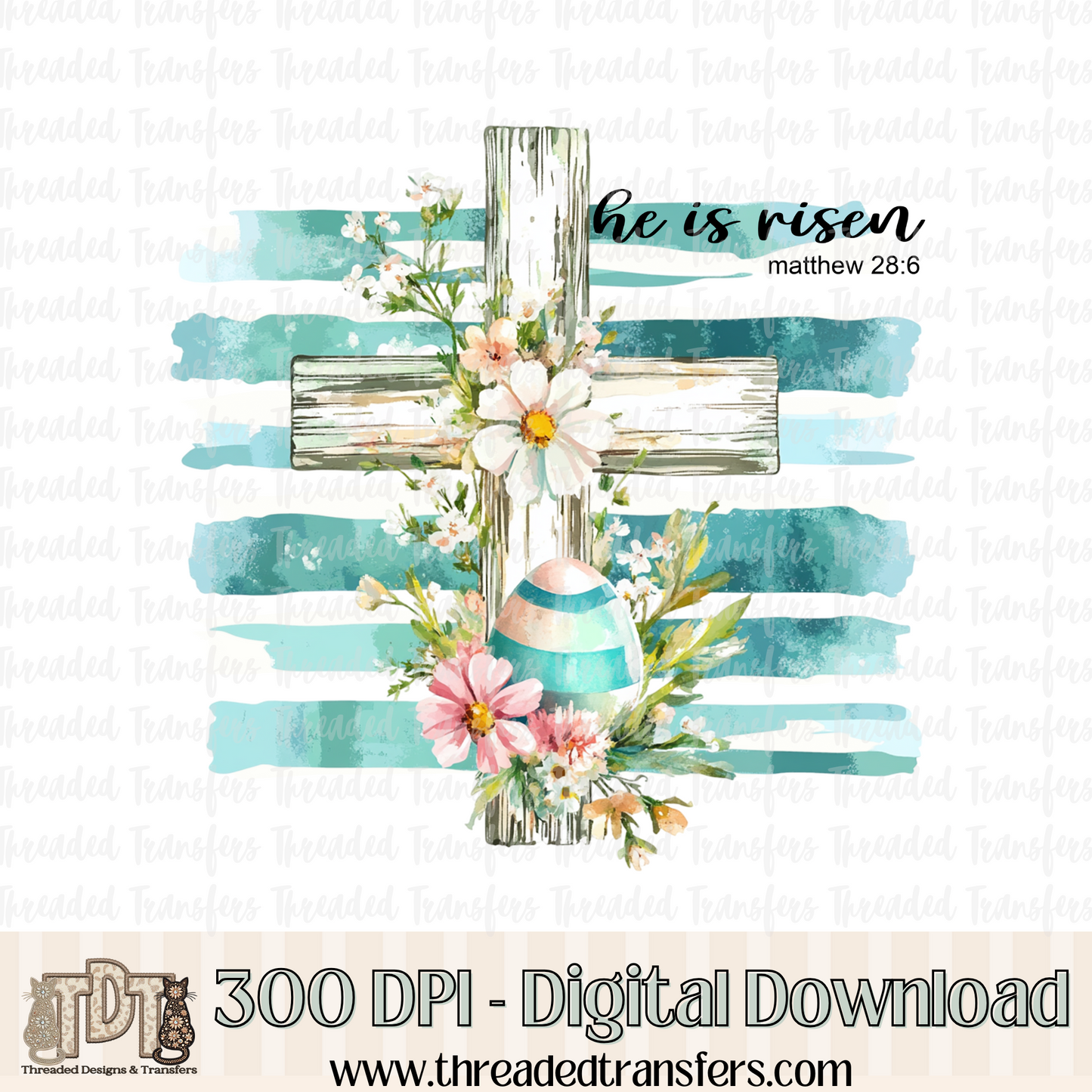 He is Risen Cross Digital Design Download (PNG Format - no product shipped)