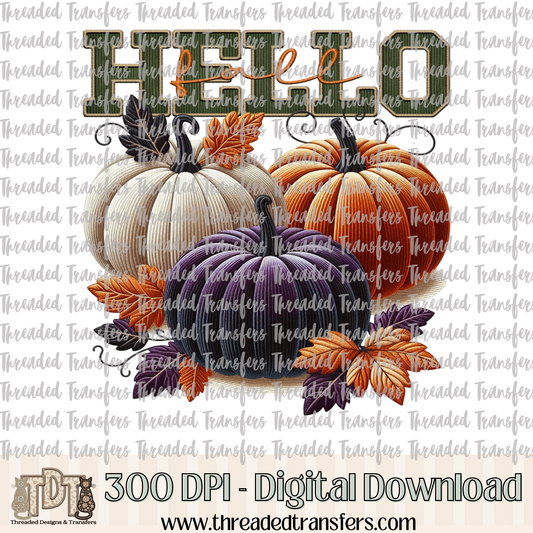 Hello Fall Pumpkins Digital Design Download (PNG Format - no product shipped)