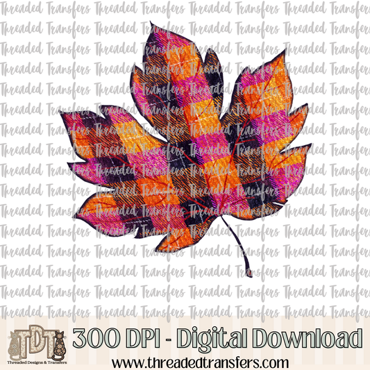 Plaid Leaf Digital Design Download (PNG Format - no product shipped)