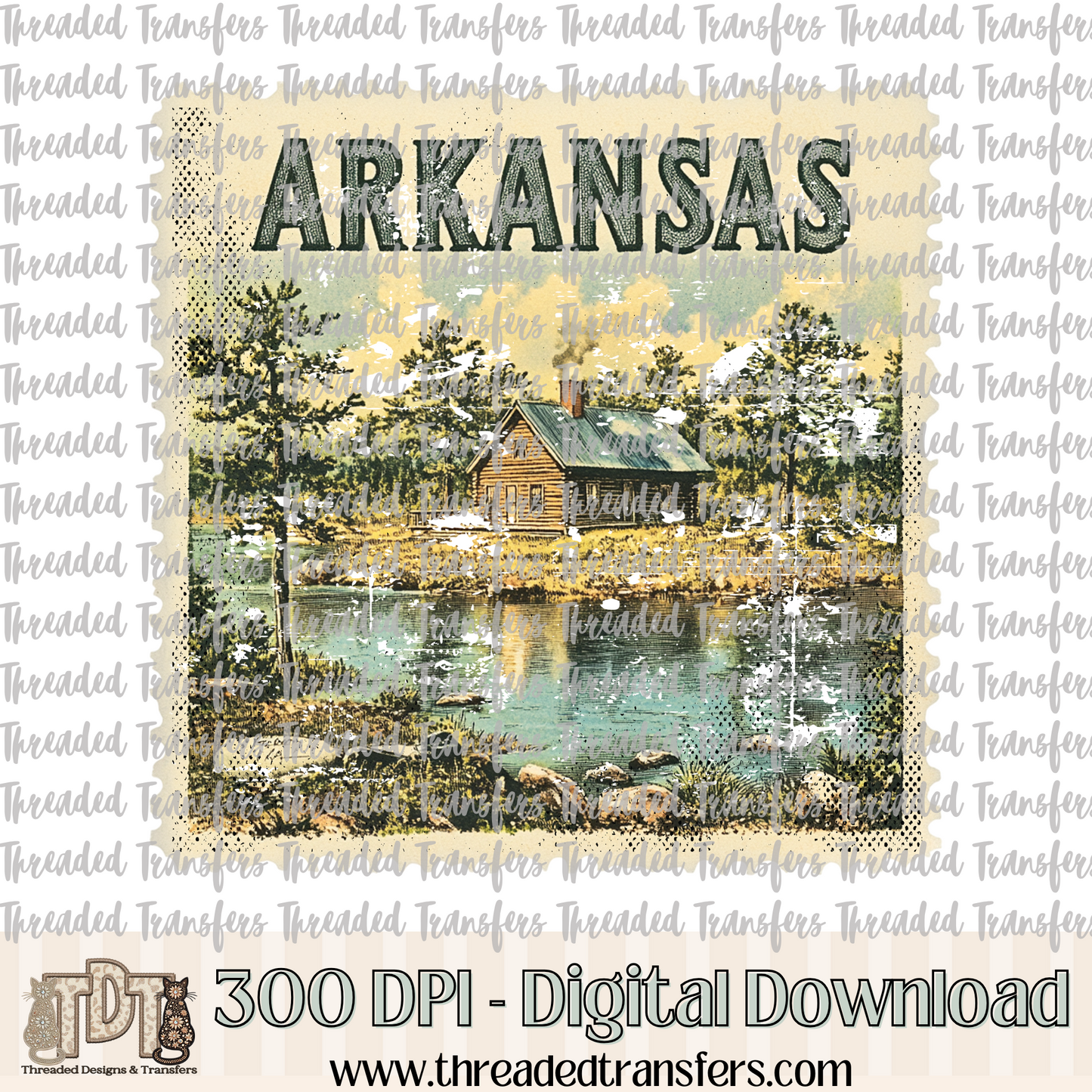Vintage Arkansas Stamp Digital Design Download (PNG Format - no product shipped)