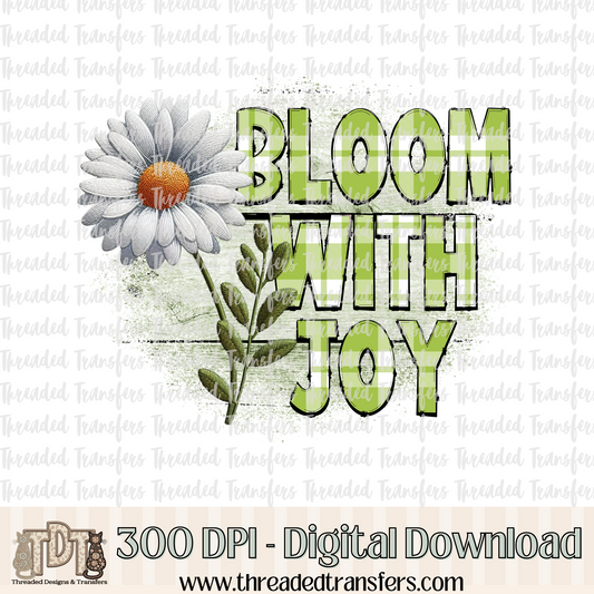 Bloom with Joy Daisy Faux Embroidery Digital Design Download (PNG Format - no product shipped)