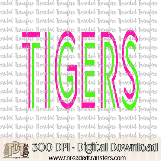 Vibrant Tigers Mascot Typography Digital Design Download (PNG Format - no product shipped)