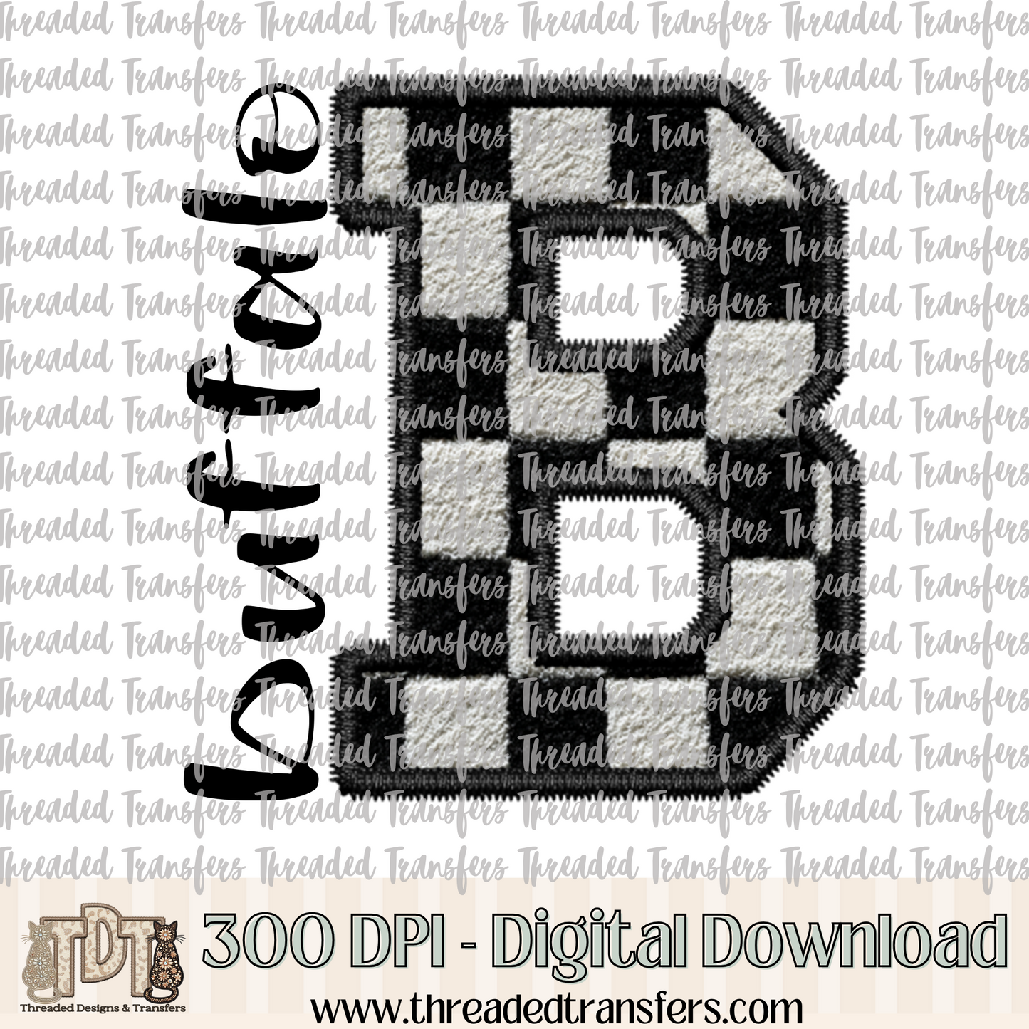 Fuzzy Checker Buffalo Faux Embroidery Digital Design Download (PNG Format - no product shipped)