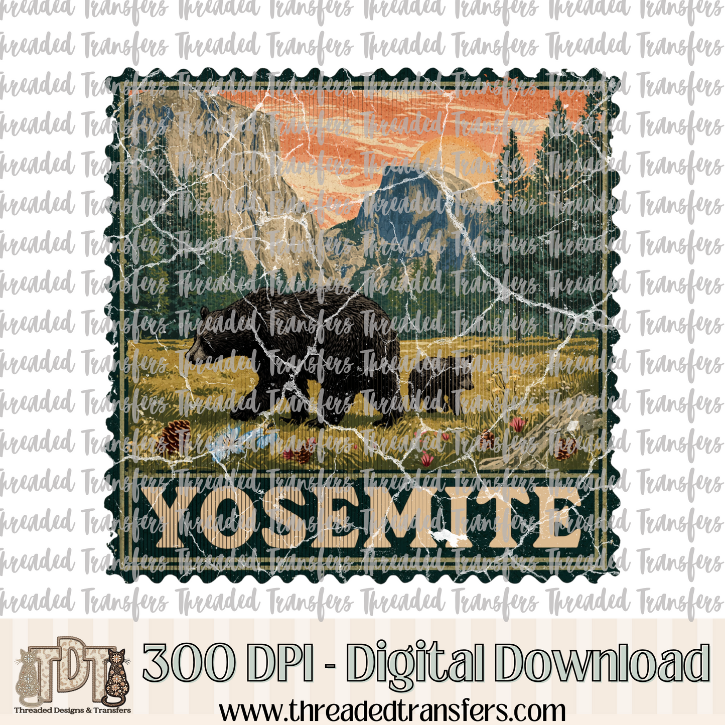 Vintage Yosemite Stamp Digital Design Download (PNG Format - no product shipped)