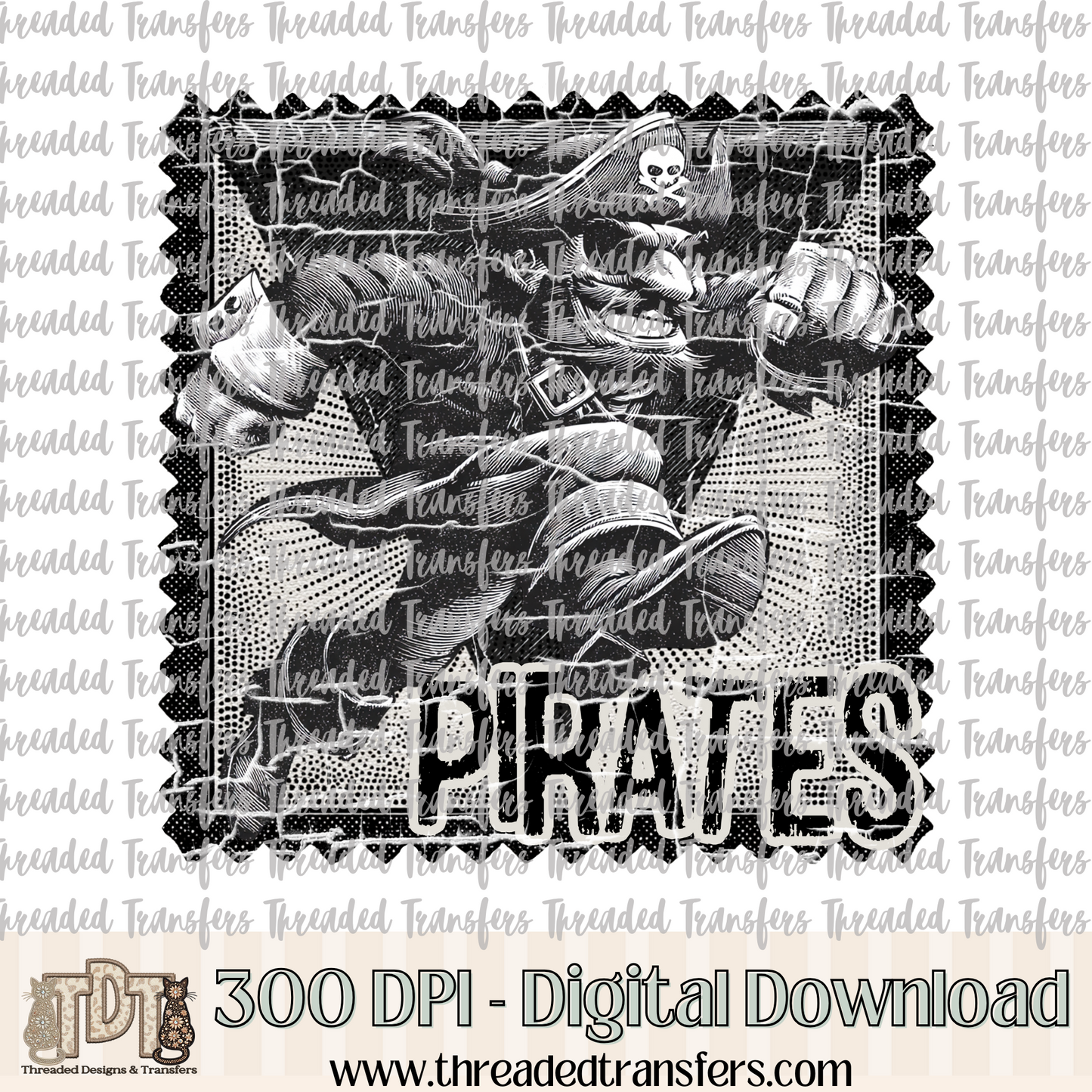 Pirates Mascot Stamp Digital Design Download (PNG Format - no product shipped)